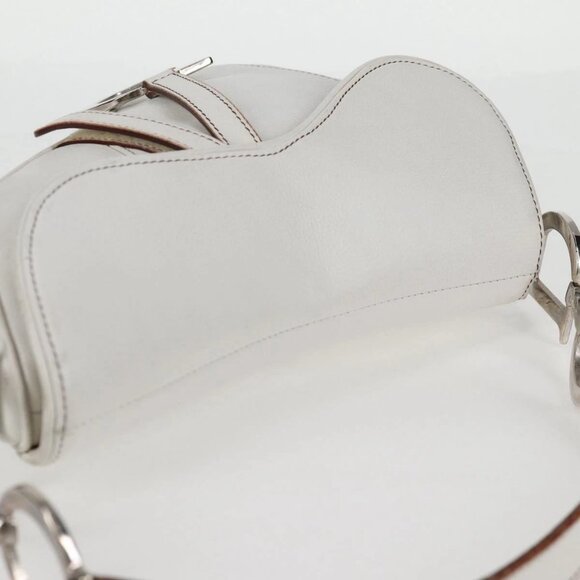 Christian Dior Saddle bag Hand Bag Leather White Auth am8050A - Picture 7 of 16